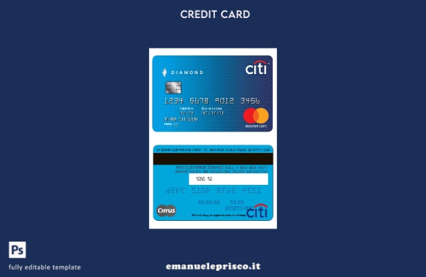 Modello MasterCard Citibank USA in stile verificato